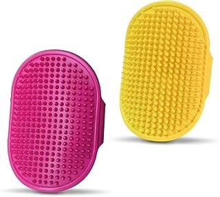 2Pcs Pet Bath Brush, Rubber Dog Comb with Adjustable Ring Handle for Long Short Haired pet