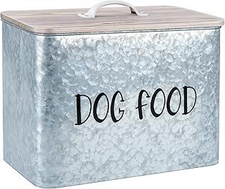 JIAYUAN Pet Food Storage Container Farmhouse Galvanized Dog Treat Dispenser Tin