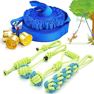 Hanging Bungee Dog Toys of War with Bell & Chew Rope